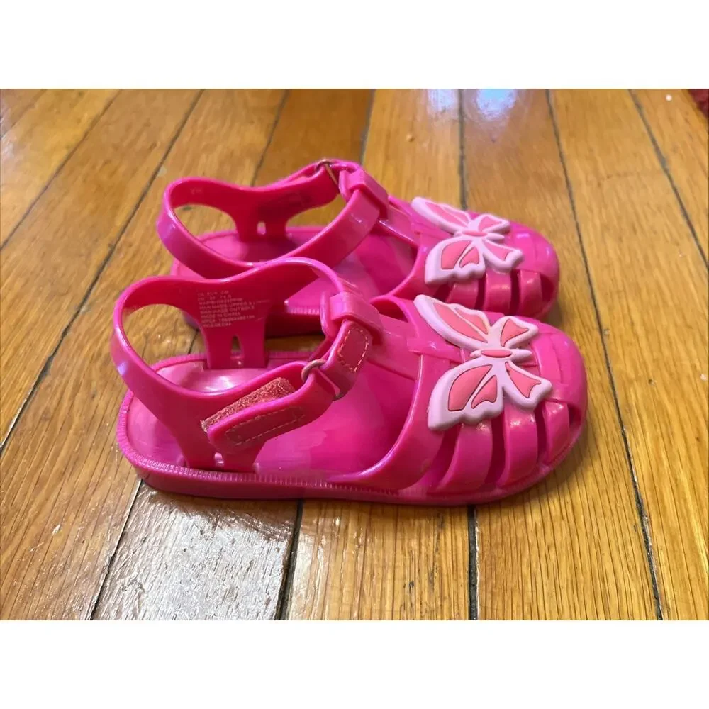 Oshkosh B’Gosh Size 8 Toddler Hot Pink Baby Girl Plastic Jelly Sandal Butterfly